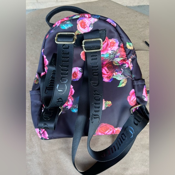 Juicy Couture Mini Backpack - Black Rosie - NWOT- Floral Pink Roses - - Picture 7 of 8